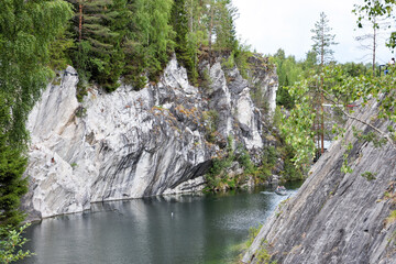 Famous marble canyon in Ruskeala, Russia