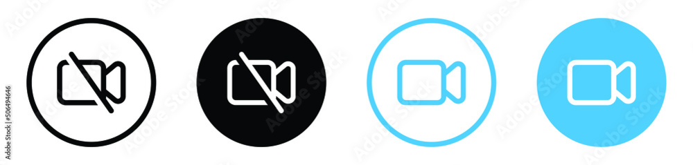 Poster video camera icon for streaming , facetime icons video call symbol - no video cam icon button - reco