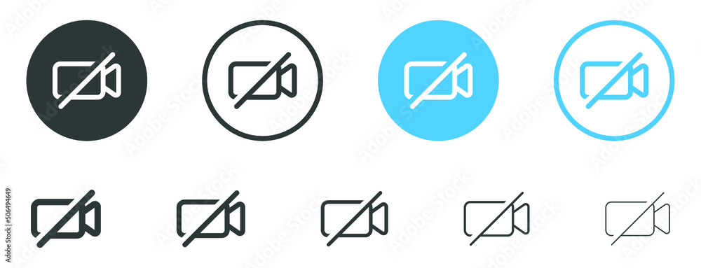 Poster no video camera icon for streaming , facetime icons video call symbol - recording not allowed - vide