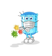bolster pillow refuse viruses cartoon. cartoon mascot vector