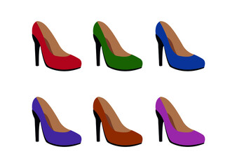 High heels shoes different colors illustration vector