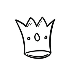 Vector crown, tiara, diadema hand drawn. Scribble bullet journal sticker pack set ink paint bruh isolated on white background.