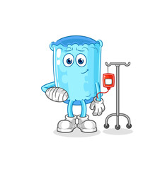 bolster pillow sick in IV illustration. character vector