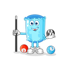 bolster pillow plays billiard character. cartoon mascot vector