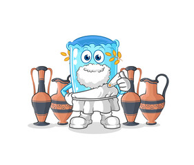 bolster pillow with greek clothing. cartoon mascot vector