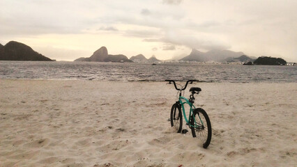 biking at the beach