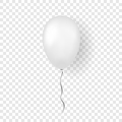Balloon 3D icon, isolated on white transparent background. Baloon mockup for Halloween party celebration. Realistic silver design. Helium gift ballon with ribbon Glossy decoration. Vector illustration - obrazy, fototapety, plakaty