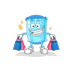 bolster pillow shoping mascot. cartoon vector