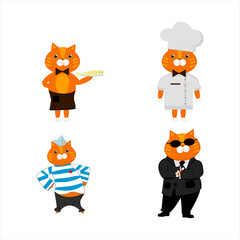 Different professions and cat