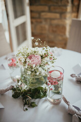 Rustic decoration. Table decoration. Flower decoration for a special occasion.