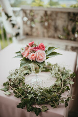 Rustic decoration. Table decoration. Flower decoration for a special occasion.