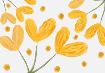 Abstract flower patterns illustration designs isolated on white background. Digital hand drawing of heart shaped flowers.