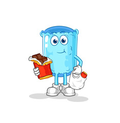 bolster pillow eat chocolate mascot. cartoon vector