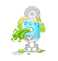 canned fish throw up cartoon. cartoon mascot vector