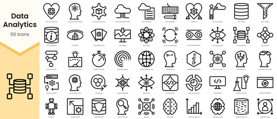 Set of data analytics icons. Simple line art style icons pack. Vector illustration - obrazy, fototapety, plakaty
