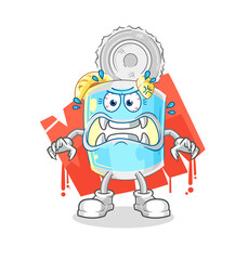 canned fish monster vector. cartoon character