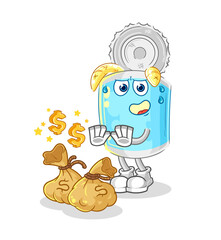 canned fish refuse money illustration. character vector