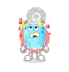 canned fish low battery mascot. cartoon vector