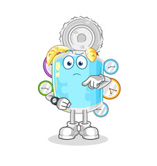 canned fish with wristwatch cartoon. cartoon mascot vector