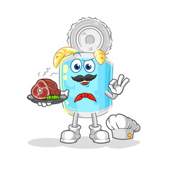 canned fish chef with meat mascot. cartoon vector