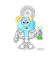 canned fish scientist character. cartoon mascot vector