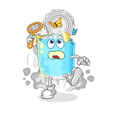 canned fish catch butterfly illustration. character vector