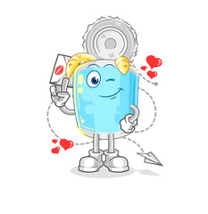 canned fish hold love letter illustration. character vector