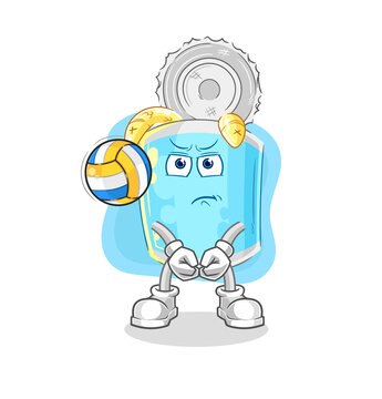 recommend clip art: canned fish play volleyball mascot. cartoon vector