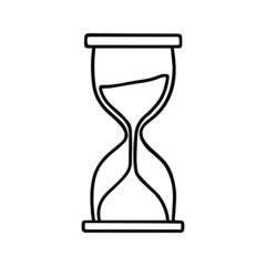 Hand drawn vintage hourglass. Doodle sketch style.  Vector illustration isolated on white background.