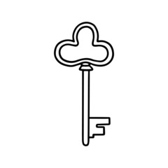Hand drawn vintage key. Doodle sketch style.  Vector illustration isolated on white background.