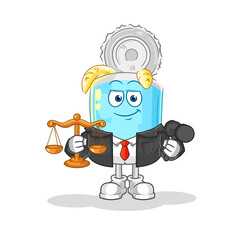 canned fish lawyer cartoon. cartoon mascot vector