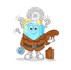 canned fish detective vector. cartoon character