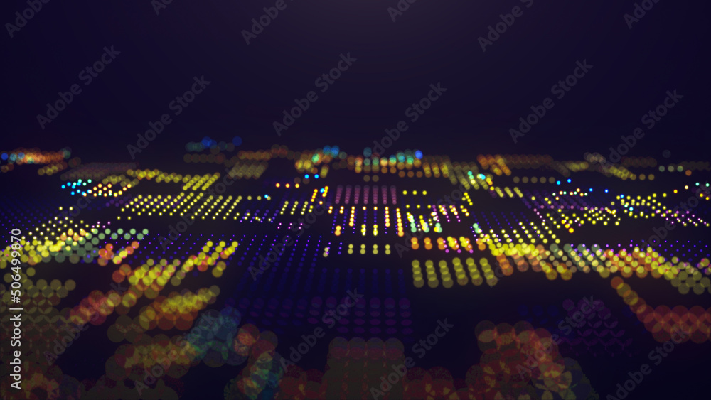 Poster futuristic glowing surface in the form of a chip. the concept of big data. network connection. cyber