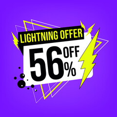 Lightning offer, 56% off, fifty-six percent off, promotion for sales, flash offer template