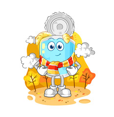 canned fish in the autumn. cartoon mascot vector