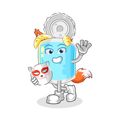 canned fish japanese fox character. cartoon mascot