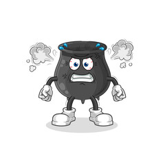 cauldron very angry mascot. cartoon vector
