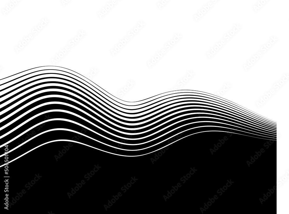 Poster the transition from black to white in a wave of thin lines. modern vector background.