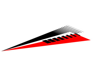 Vector striped arrow for a sports car. Sticker. Sharp pattern for vehicles. Vector striped background