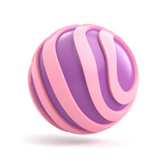 Blue striped sphere on a white background. 3d render illustration.