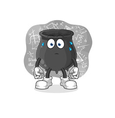 cauldron thinking hard vector. cartoon character