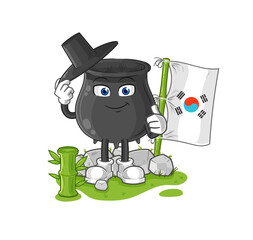 cauldron korean character. cartoon mascot vector