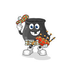 Fototapeta premium cauldron scottish with bagpipes vector. cartoon character