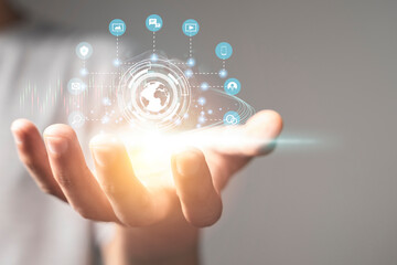 Digital E-commerce and Entertainment, 5G Communication Technology Wireless Internet Network for Global Business Growth