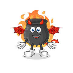 cauldron demon with wings character. cartoon mascot vector
