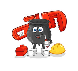 cauldron plumber cartoon. cartoon mascot vector