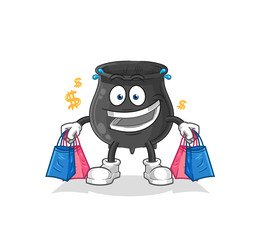 cauldron shoping mascot. cartoon vector