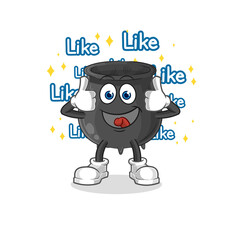 cauldron give lots of likes. cartoon vector