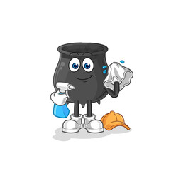 cauldron cleaner vector. cartoon character