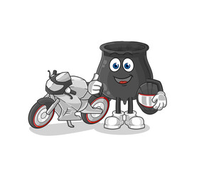 cauldron racer character. cartoon mascot vector